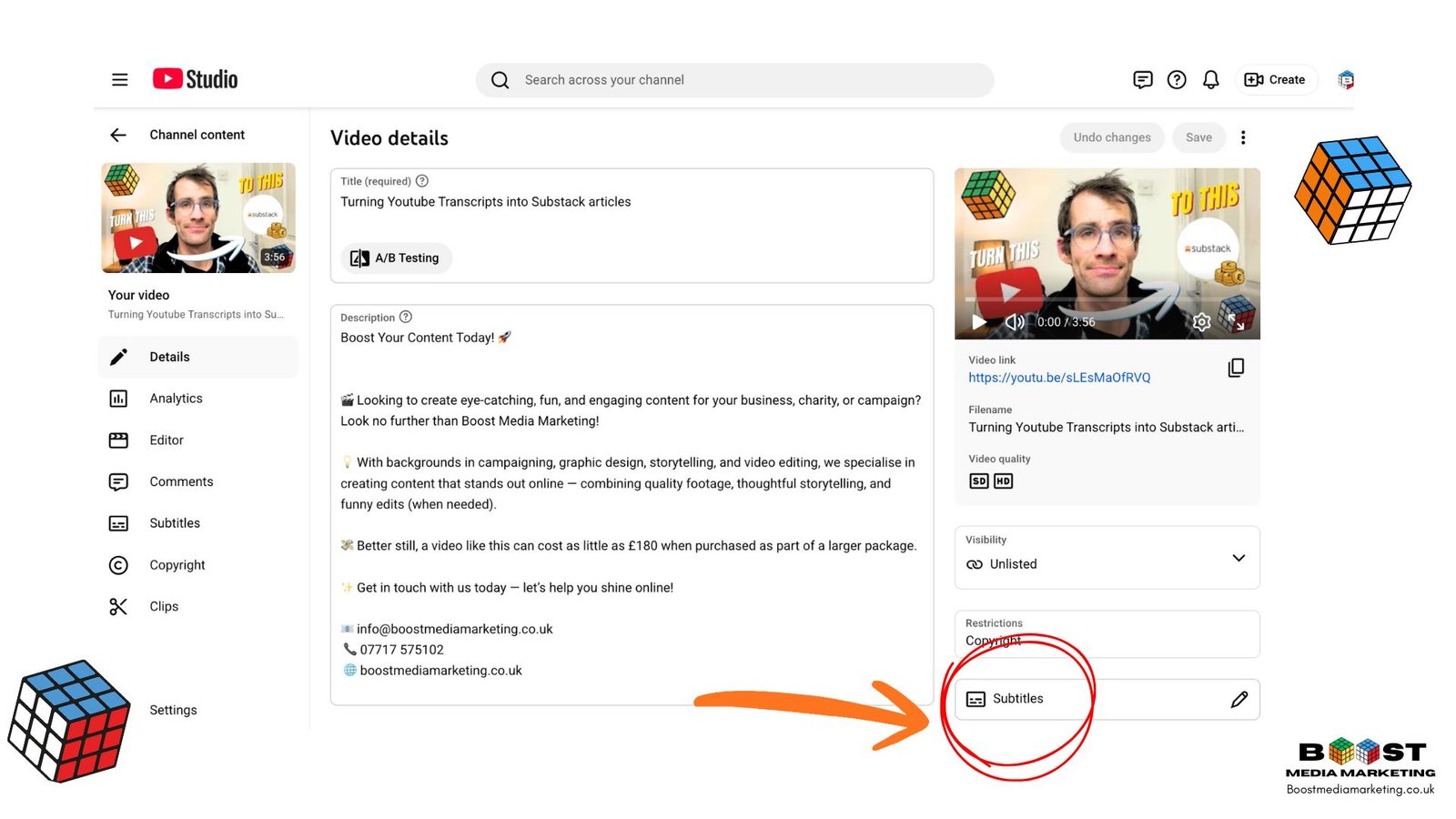 Repurposing Youtube Transcripts #1- Boost Media Marketing. png